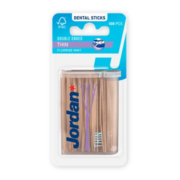 Jordan Dental Sticks Thin Fluoride Mint 100 Stuks