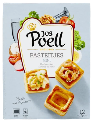 Jos Poell Mini pasteibakjes vierkant Doos 12 st