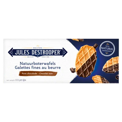 Jules Destrooper Natuurboterwafels Belgische Chocolade Pak 100 G