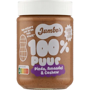 Jumbo's 100% Puur Notenpasta Pinda, Amandel & Cashew 350 g