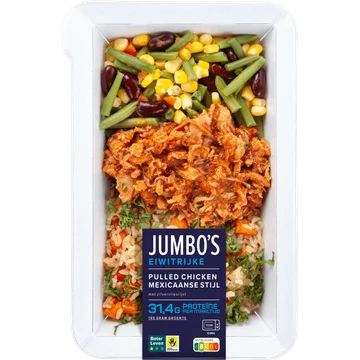 Jumbo's Pulled Chicken Mexicaanse Stijl met Zilvervliesrijst Proteïnerijk  475 g