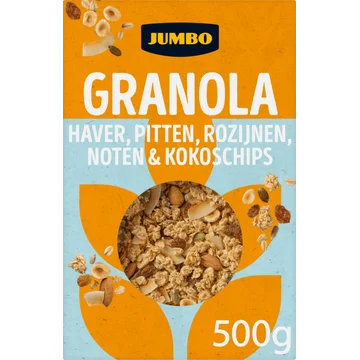 Jumbo Granola Haver, Pitten, Rozijnen, Noten & Kokoschips 500 g