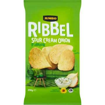 Jumbo Ribbel Sour Cream Onion Chips 250 g