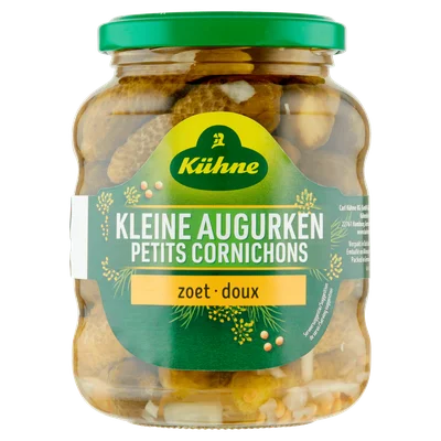 Kuhne Kleine augurken zoet Pot 370 ml