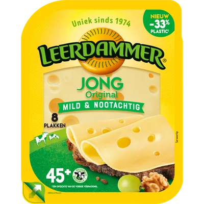 Leerdammer Jonge kaas 45+ plakken
