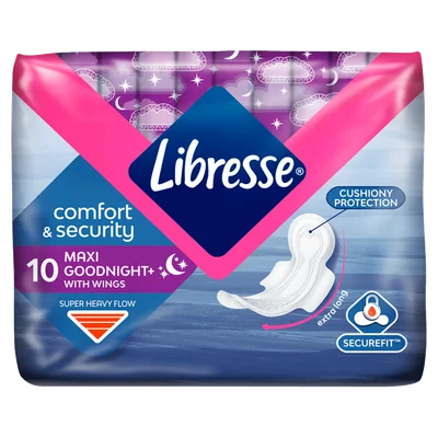Libresse Maandverband maxi goodnight wing Zak 10 st