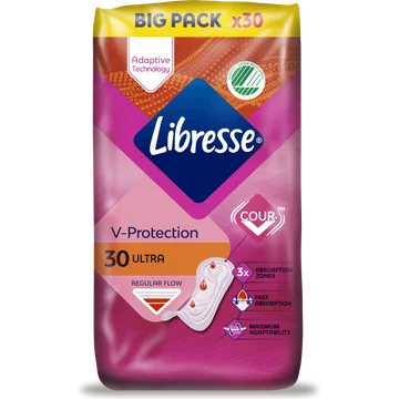Libresse V-Protection Maandverband Ultra Regular Flow Big Pack 30 Stuks