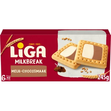 Liga Milkbreak Melk-Chocosmaak 6x2 biscuits 245 g