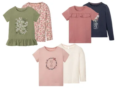 lupilu® T-shirts voor meisjes, set van 2, katoen en polyester