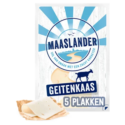 Maaslander Geitenkaas Jong Belegen 50+ plakken Wikkel 140 g