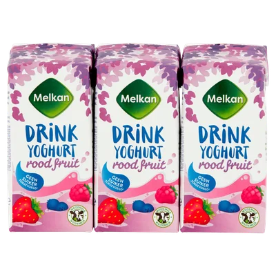 Melkan Drinkyoghurt rode vruchten mini 6-pack