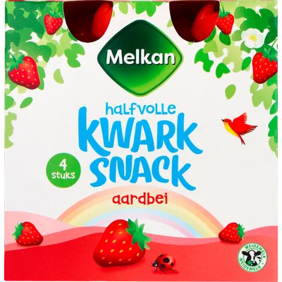 Melkan Halfvolle kwark snack aardbei 4 st.