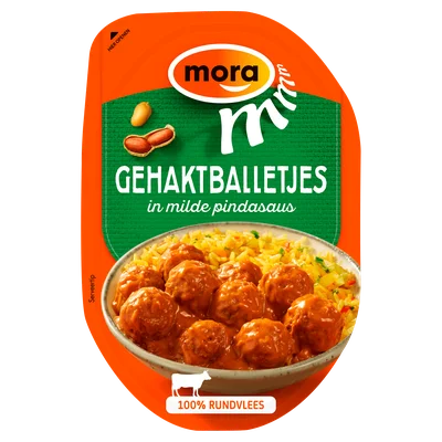 Mora Gehaktballetjes in Milde Pindasaus Bakje 160 g