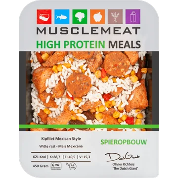 Muscle Meat High Protein Meals Kipfilet Mexican Style Witte Rijst - Mais Mexicana Spieropbouw 450 g
