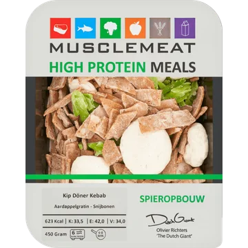 Muscle Meat High Protein Meals Kip Döner Kebab Aardappelgratin - Snijbonen Spieropbouw 450 g