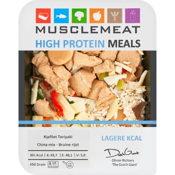 Muscle Meat High Protein Meals Kipfilet Teriyaki China Mix - Bruine Rijst 450 g