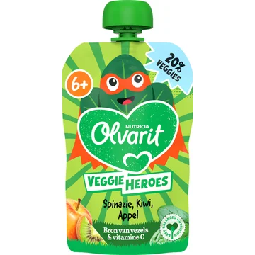 Olvarit 6+ Maanden Knijpfruit Spinazie, Kiwi, Appel 100 g