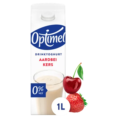 Optimel Drink aardbei-kers 0% vet Pak 1000 ml