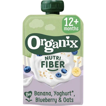 Organix Knijpfruit Banaan, Yoghurt, Blauwe Bes & Haver