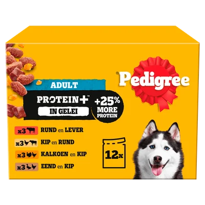 Pedigree Maaltijdzakje protein in gelei Doos 12 st