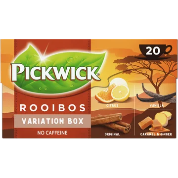 Pickwick Rooibos Variation Box Citrus Vanilla Original Caramel & Ginger 5 x 4 x 1,5 g