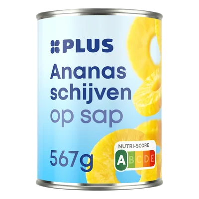 PLUS Ananas schijven op sap Blik 567 g