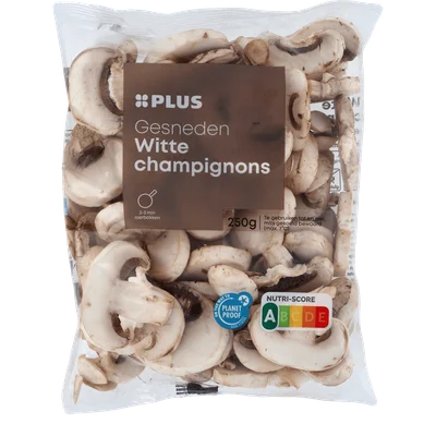 PLUS Witte champignons gesneden Zak 250 g