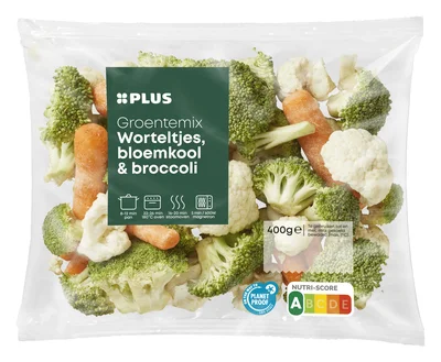 PLUS Groentemix broccoli wortel bloemkool Zak 400 g
