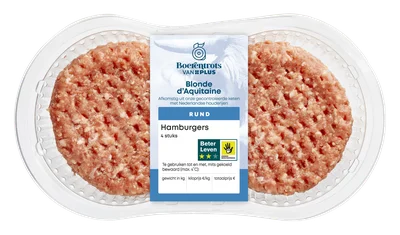 PLUS Boerentrots Blonde d'Aquitaine Hamburger 4 stuks Tray 400 g