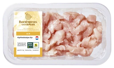 PLUS Boerentrots Kipfiletblokjes fijn Tray 200 g