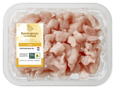 PLUS Boerentrots Kipfiletblokjes fijn Tray 300 g