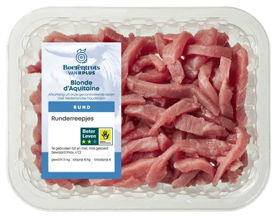 PLUS Boerentrots Beter leven Runderreepjes Pak 300 g