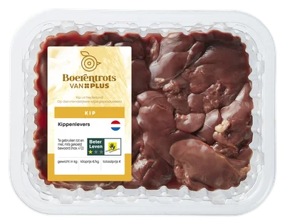 PLUS Boerentrots Kippenlevers Tray 400 g