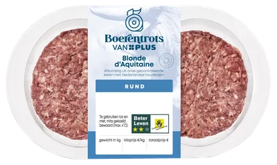 PLUS Boerentrots Angus burger 2 stuks Stuk 250 g