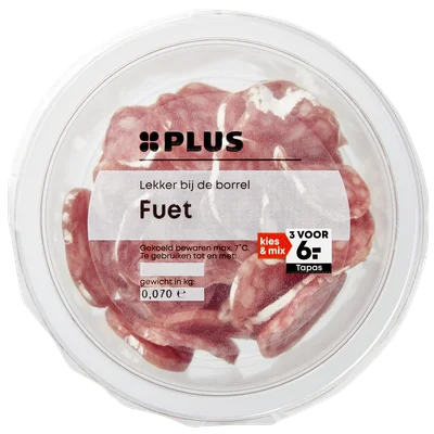 PLUS Fuetplakjes Bakje 70 g
