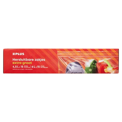 PLUS Hersluitbare zakjes extra groot Doos 30 st
