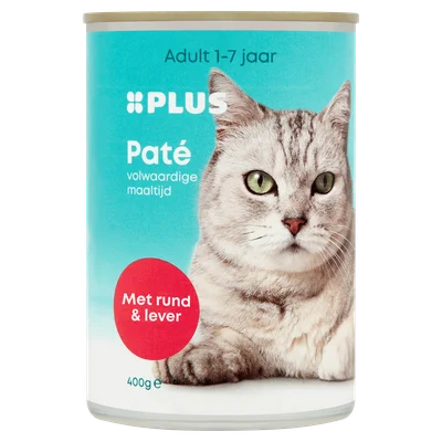 PLUS Katten paté Rund &amp; lever Blik 400 g