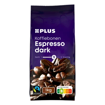 PLUS Koffiebonen Espresso dark fairtrade Stazak 1000 g