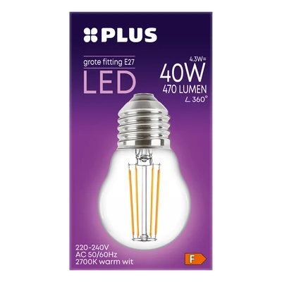 PLUS Lamp LED 40W Kogel grote fit helder Doos 1 st