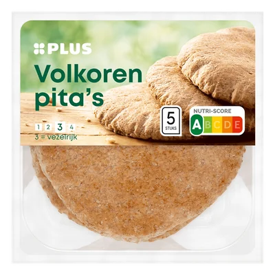 PLUS Volkoren maaltijd pita's Zak 5 st
