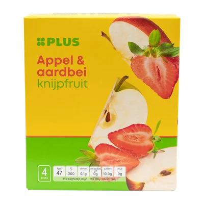 PLUS Knijpfruit appel & aardbei 4x90gr