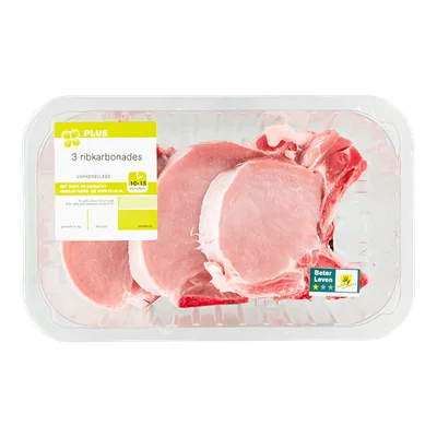 PLUS Ribkarbonade 3 stuks 500 gram