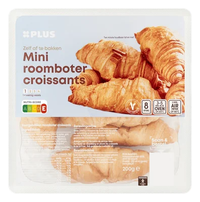PLUS Croissants roomboter mini Zak 200 g