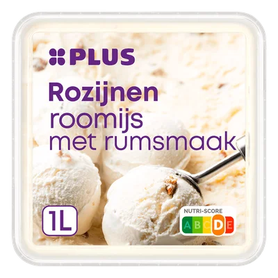 PLUS Roomijs rum rozijnen Kuipje 1000 ml