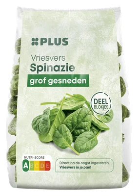 PLUS Gesneden bladspinazie Zakje 500 g