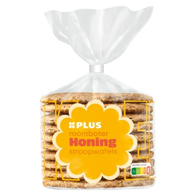 PLUS Roomboter honing stroopwafels