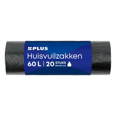 PLUS Huisvuilzakken 60L