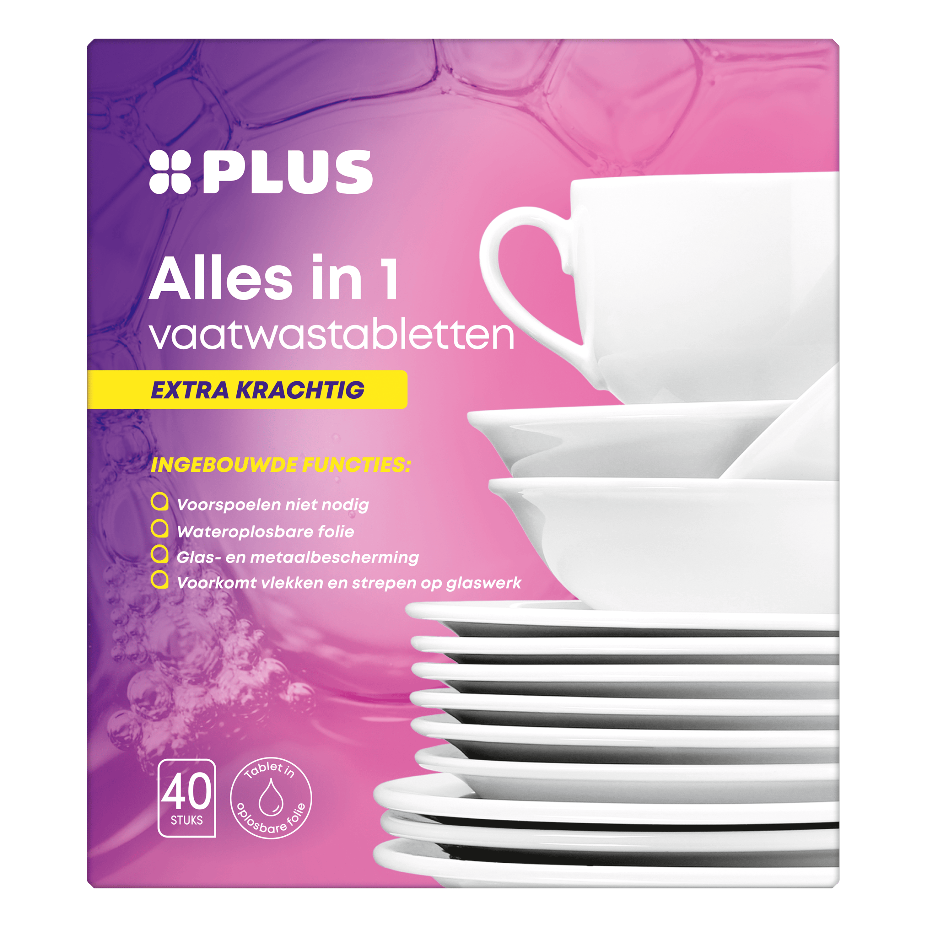 PLUS Vaatwastabletten all-in-one Doos 40 st
