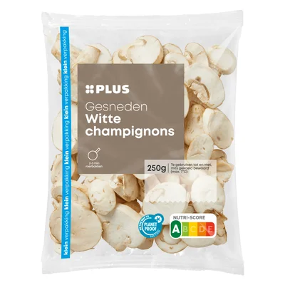 PLUS Witte champignons gesneden kvp Zak 125 g