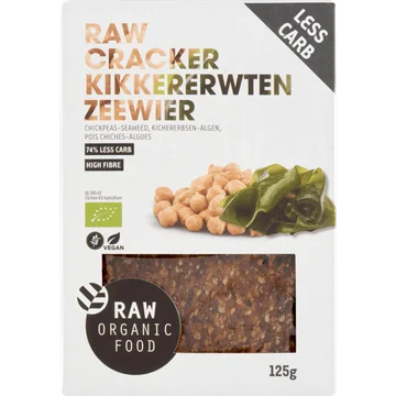 Raw Organic Food Cracker met Kikkererwten en Zeewier 125 g
